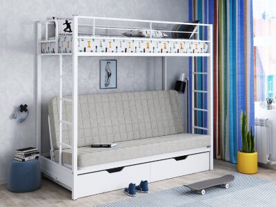 Двухъярусная кровать с диваном Мадлен ЯЯ с ящиками